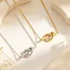 Collar con Colgante de Corazón Anudado Versátil de Nicho para Mujer Acero de Titanio de Alta Gama Chapado en Oro de 18 Quilates Cadena para Clavícula que No se Desvanece Joyería