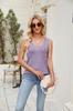 2025 Ropa de mujer europea y americana Amazon Primavera y Verano Nuevo Color sólido Cuello en V Bolsillo suelto Chaleco tipo jersey Top