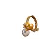 Anillo de Luz Circular Grande de Perlas Lujo Avanzado Artificiales Perlas Blancas Nanyang Perlas Doradas Gruesas Anillo Dorado de Doble Color con Diamante