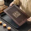 Bandeja de Té para Uso Doméstico, Bandeja Pequeña de Drenaje, Doble Propósito para Almacenamiento y Drenaje, Bandeja para Juego de Té Kung Fu, Bandeja de Té de Bambú, Lujo Ligero, Bandeja Simple para Preparación en Seco