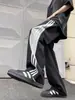 Pantalones Casuales de Verano Dopamina de Secado Rápido para Hombre, Modernos de Tres Rayas en Contraste, Sueltos Rectos, Deportivos Americanos, Tipo Paracaidista
