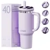 Taza de coche transfronteriza de 40 oz, acero inoxidable 304, taza de hielo para coche de gran capacidad con asa portátil, taza térmica, personalizable