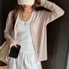 Chaqueta cárdigan ultradelgada hecha de Tencel Lyocell, camisa de punto fina de verano suelta casual protectora del sol para ir al trabajo y ambientes con aire acondicionado
