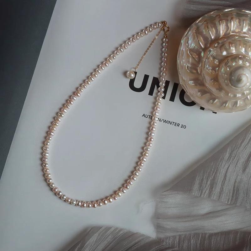 天然淡水珍珠项链女百搭美产14k包金小众设计可调节