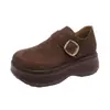 Zapatos de tacón bajo individuales para mujer Autumn Muller, suela de plataforma, nuevo estilo 2026, mocasines, zapatos retro de suela gruesa para aumentar la altura, modernos