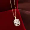 Collar con colgante clásico cuadrado hueco transfronterizo europeo y americano, joyería elegante de lujo versátil