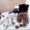 Orelha de urso bonito Lei Feng chapéu das mulheres inverno quente vison como protetores de ouvido cauda bonito lace-up bola de pêlo chapéu de pelúcia
