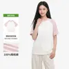 Camiseta pesada de fábrica para mujer, diseño raglán color block de verano, manga corta, holgada, transpirable, versátil camisa de media manga