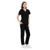 Bata quirúrgica elástica cuello en V manga corta traje de uniforme de enfermera de hospital azul oscuro ropa para lavar a mano