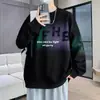 Sudadera con Capucha de Gradiente de Moda para Primavera y Otoño Conjunto Casual Holgado Talla Grande Versátil para Hombre Top de Manga Larga Pantalones Conjunto de Dos Piezas