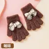 Guantes para Niños Otoño e Invierno Terciopelo Engrosados Manoplas Festival de Mariposas Bebé con Dedos Niñas Lindos Guantes Tejidos Venta al por Mayor