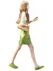 Falda satinada de acetato verde para mujer, falda corta de línea A sedosa y fluida de cintura alta para verano, falda bodycon petite