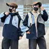 Jaqueta de Primavera para Meninos 2026 Novo Estilo Corta-vento Infantil para Crianças Maiores Roupa Acolchoada de Primavera para Meninos Tendência Estilosa