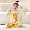 Pijamas Infantis, Blusas de Primavera e Outono para Meninas, Calças Caneladas em Seda Gelo, Conjuntos Finos de Algodão Nuvem de Manga Longa, Roupas de Casa para Bebês Meninas