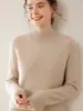 Nuevo Suéter de Cachemira Pura para Mujer de Otoño e Invierno Engrosado Ajustado Medio Cuello Alto Patrón de Diamantes Tejer de Manga Larga