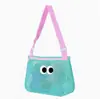 Bolsa de malla personalizada para juguetes de playa infantiles con patrón de ojos de caricatura, impermeable, multifuncional, bandolera ajustable