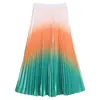 Falda Plisada con Gradiente de Colores Inspirada en el Diseño de Feiyuan para Mujer, Nuevo Estilo Primavera/Verano con un Toque de Lujo, Falda Midi Acampanada Versátil y Elegante