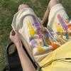 Shorts Esportivos Americanos High Street, Novo Estilo de Verão, Marca da Moda para Estudantes, Tamanho Grande, Calças Casuais Versáteis de Cinco Pontos com Graffiti em Espuma