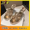 Pantuflas de Diseño de Nicho Estilo Francés con Tacón Grueso de Cristal para Mujer 2025 Verano Nueva Moda Sandalias de Tacón Alto con Punta Abierta para Mujer