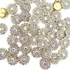 Venda Direta de Fábrica de Joias, Base de Flor Girassol, Flor Redonda de Três Camadas com Strass, Acessórios de Laço DIY para Sapatos, Bolsas e Roupas