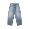 Calça Jeans Masculina Reknat Estilo Japonês Tendência Retrô Solta Longa Lavada Desbotada Estampa Salpicada Afunilada Pl2175