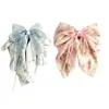 Elegante pinza para el pelo de lazo con cintas para mujer, pinza floral para coleta, pinza para semi-recogido suave y elegante, pinza de tiburón