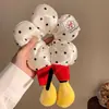Goma para el pelo del trasero de Mickey, Linda goma para el pelo de dibujos animados de Mickey con lunares y flores, Cuerda para el pelo de felpa de alta gama, Accesorio para el pelo de intestino grueso