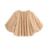 Top globo de moda marca Z, ropa femenina de popelina transfronteriza, popular en Europa y América, versión AliExpress, blanco y amarillo terroso, cómodo ZA