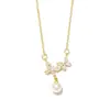 Collar Colgante de Mariposa con Circonita y Perla Dulce y Exquisito para Mujer, Cadena para Clavícula Estilo Lujo Ligero de Verano al por Mayor