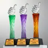 Trofeo de Cristal de Columna Retorcida Multicolor, Premio de Competencia para Primer, Segundo y Tercer Lugar, Medalla Digital, Reunión Anual, Premio Honorífico al Empleado Destacado