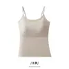 Nueva camisola de verano fina de seda helada de color sólido para mujer con copas incorporadas, adecuada para usar en capas o como top, con un hermoso diseño en la espalda
