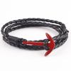 Pulsera de cuero para hombre, estilo punk rock europeo y americano, con personalidad, doble capa, hebilla de ancla, pulsera PH1096