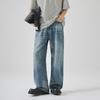 APO Roupa Masculina Estilo Americano Jeans Rasgado Retro Antigo Masculino Alto Padrão Sensação Tendência Novo Estilo Bonito Solto Reto Calças Longas