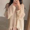 Buena Tela 2025 Primavera Tejido de Punto Calado para Mujer Blusa Fina Nuevo Tejido de Punto Top de Manga Larga Fresco Seda