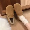Gorros de un solo paso zapatos de algodón peludo botas de nieve cálidas para mujer invierno 2026 nueva llegada forrados de polar completamente cerrados zapatos retro Birkenstock