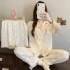 Yunduo Algodón Nuevo Lindo Pijama para Mujer 2026 Verano Delgado Manga Corta Conjunto de Tres Piezas Dibujos Animados Pony Ropa de Casa Disparo Real