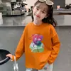 Estilo Novo Primavera e Outono Solto Gola Redonda Roupa Íntima Moda Infantil Feminina Camiseta de Algodão Puro Manga Longa para Crianças Maiores Tendência Top Feminino