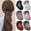 Pinza para el Cabello de Pato con Estampado de Leopardo Retro Corazón Clip Plano de Alta Gama para Mujer Parte Posterior de la Cabeza Placa Grande Abalone Pinza para el Cabello
