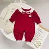 Macacão de Bebê Primavera e Outono Estilo Princesa Roupa de Primeiro Aniversário de Recém-Nascido Roupa de Mês Completo de Bebê Roupa de Cem Dias Roupa de Rastejar Macacão