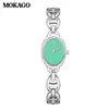 Mokago relógio feminino versátil temperamento mostrador madrepérola pulseira de metal relógio incrustado com strass formato de coração moderno relógio de quartzo atacado