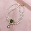 Collar de Perlas de Doble Capa para Mascotas Transfronterizo Collar de Perlas para Gato Perro Colgante de Piedra Preciosa Collar de Princesa para Gato Cadena para el Cuello