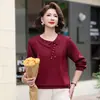 Nueva moda de otoño para mujer de mediana edad, camiseta base elegante de corte holgado para adelgazar, top de manga larga para mujeres de mediana edad y mayores