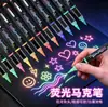 Pluma de Tatuaje Temporal de Color Fluorescente UV Pluma de Pintura Corporal que Brilla en la Oscuridad Tipo Líquido Recto Lavable Marcador para Fiestas y Carnavales