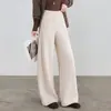 Pantalones de pierna ancha con hoja curva de mezcla de lana de moda para mujer Otoño/Invierno 2026 Nuevos pantalones largos adelgazantes de cintura alta Pantalones casuales elegantes y versátiles
