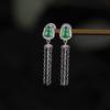 Pendientes elegantes con borlas de calabaza Folu de estilo chino retro de jade chapado en oro de plata esterlina S925 de One Deer