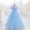 Vestido Curto Infantil Elsa 2026 Verão Novo Estilo Vestido Princesa Infantil para Aniversário de Meninas Atacado