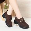 Zapatos de Velcro para Mujer Dropshipping, Zapatos Pequeños de Cuero Retro, Zapatos de Mujer Otoño e Invierno, Tacones Gruesos, Suelas Suaves, Birkenstocks