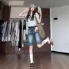 Shorts de Mezclilla Vintage para Chica Caliente para Mujer Otoño Cintura Baja Shorts de 5 Puntos Diseño Holgado de Pierna Recta Ancha de Longitud Media