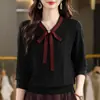 Suéter de Punto de Manga Larga Talla Grande 2026 para Madres de Mediana Edad, Cubre el Vientre, Elegante para Otoño e Invierno, con Cuello Bufanda, Suéter Versátil para Mujer