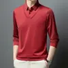 Transmisión en Vivo Moda Casual de Primavera y Otoño para Hombre, Dos Piezas Falsas, Cuello Falso de Dos Piezas, Polar Engrosado, Camiseta Polo Base de Alto Volumen